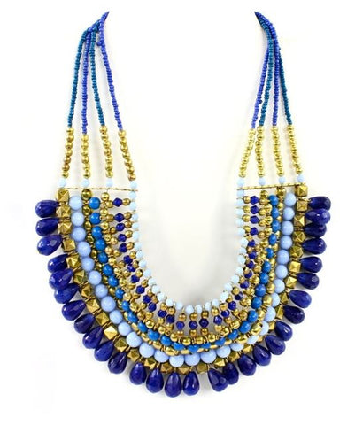 Priscilla Beaded Necklace in Blue