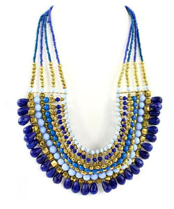 Priscilla Beaded Necklace in Blue