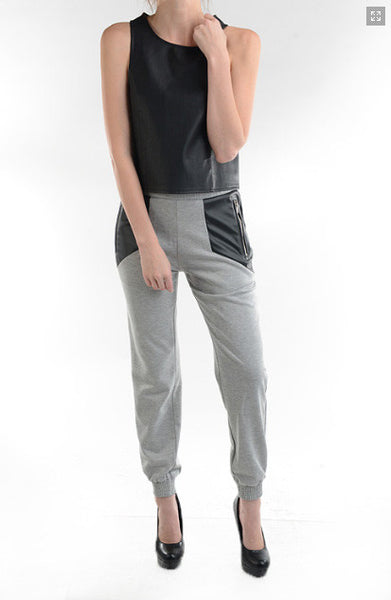 Faux Leather Sweatpants