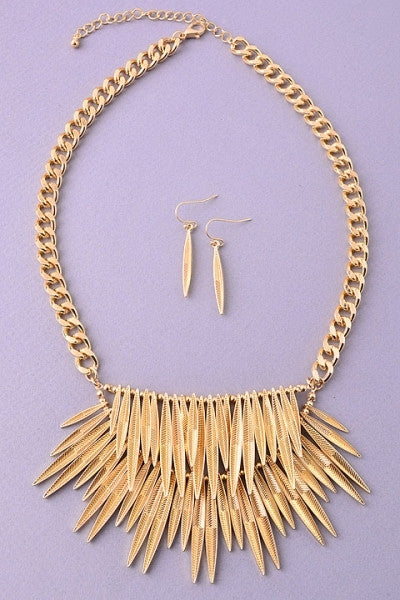 Gold Leaf Necklace & Earrings