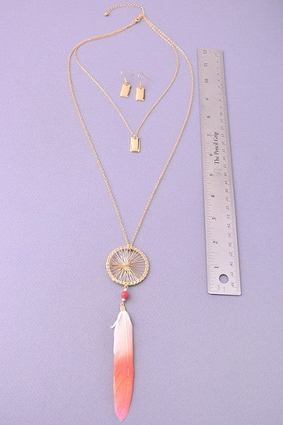 Dreamcatcher Layered Necklace & Earrings