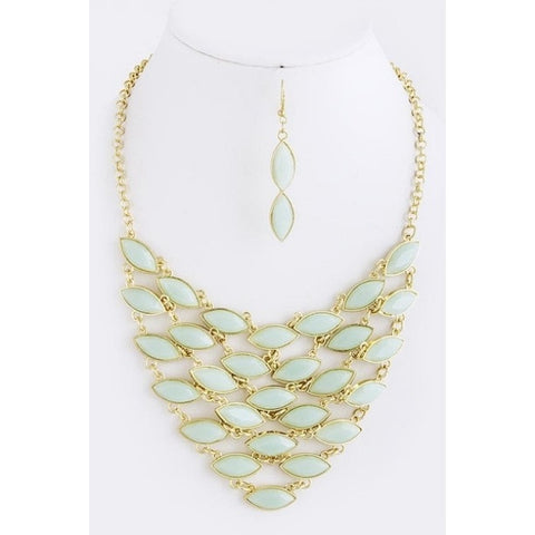 Tuscani Mint Bib Necklace & Earrings