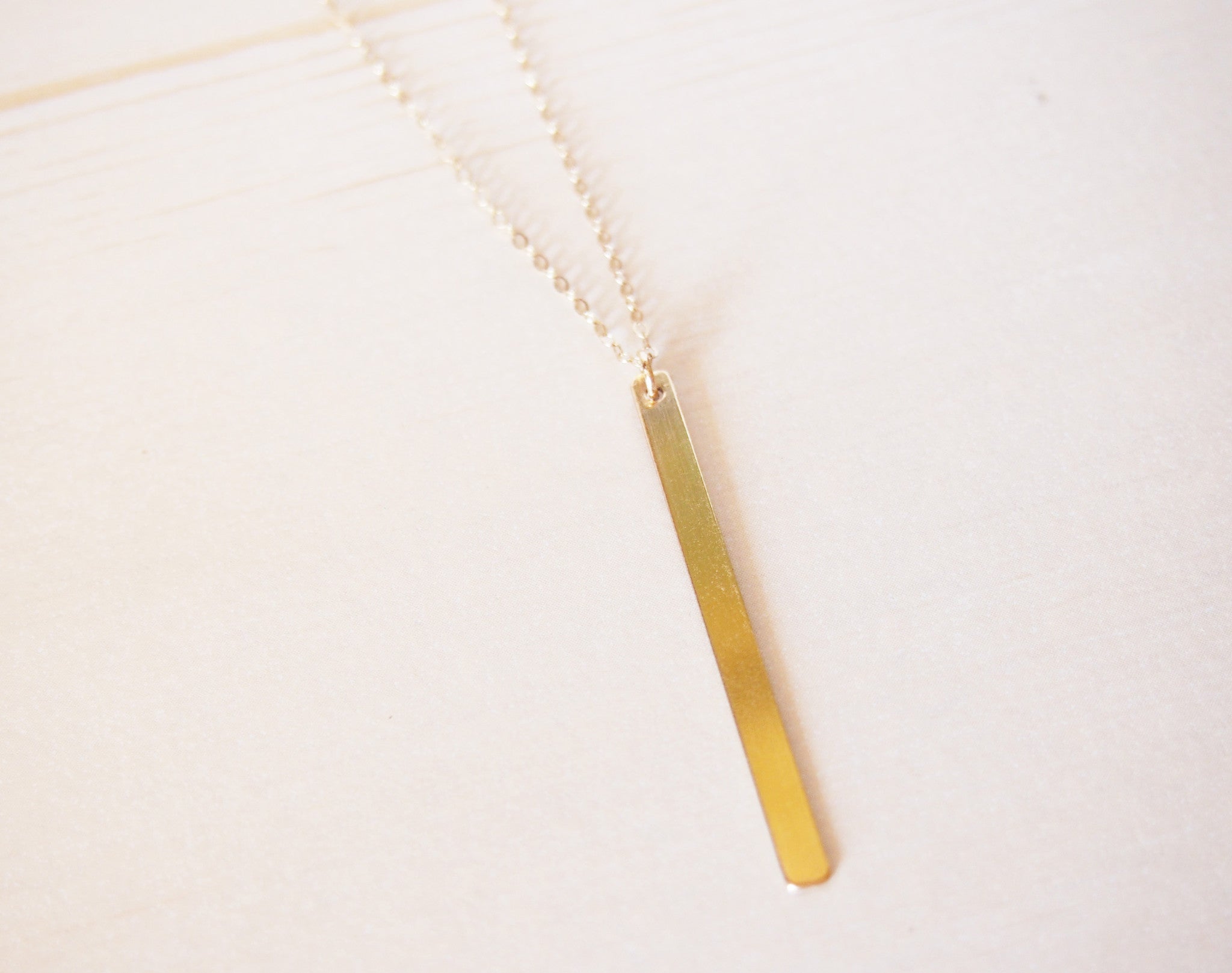 Long Gold Bar Necklace | Blank