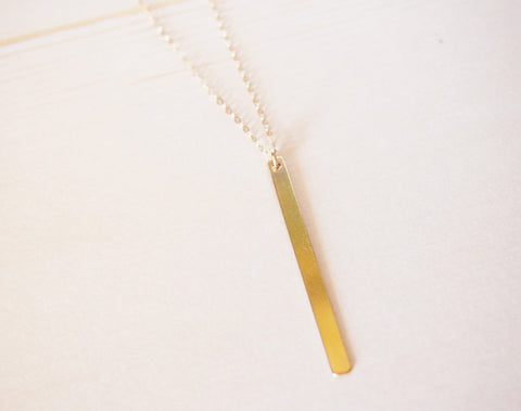 Long Gold Bar Necklace | Blank